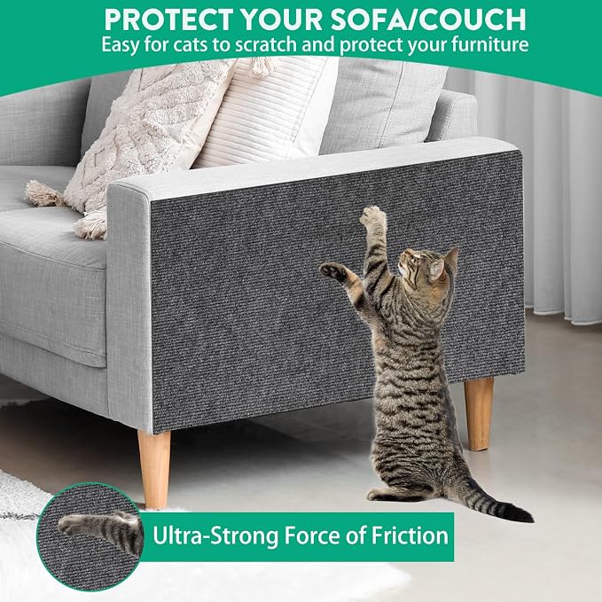 Trimmable Cat Scratcher Mat, 39.4"x15.8" Self-Adhesive Cat Scratching Carpet Pad Replacement for Cat Tree Shelves, Cat Steps and Posts, DIY Cat Scratch Couch Furniture Protector - Image 7