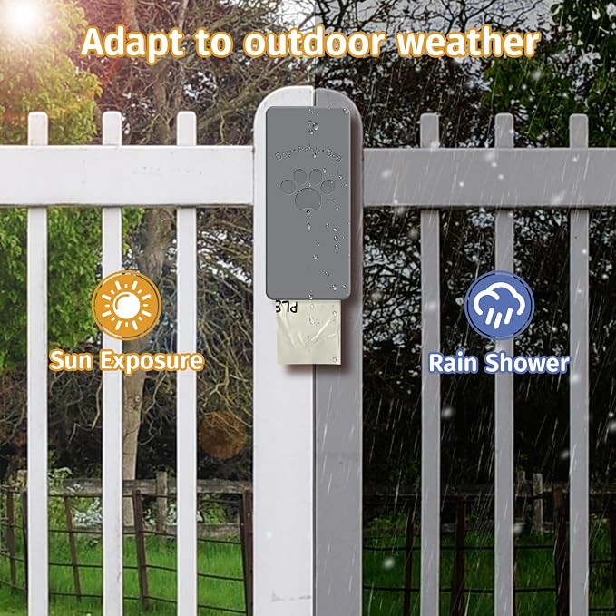 Dog Poop Bag Dispenser for Hanging Use, Grey Poop Bag Holder with Magnetic Closure, Includes 4 Rolls (60 Bags) - Image 5