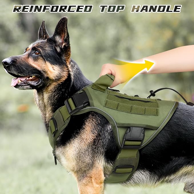 WINGOIN Green Tactical Dog Harness for Extra Large Dogs,No Pull Dog Harness | Heavy Duty with Handle,Adjustable Reflective,Military K9 Style,Big Size Dog Vest,for Great Dane,for Walking Training Hunting - Image 4