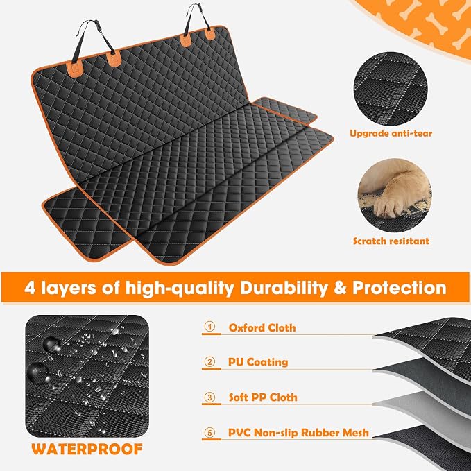 MIXJOY Truck Back Seat Cover for Dogs, Waterproof Pet Seat Covers for Trucks, Dog Cover for Truck Back Seat, Nonslip Pet Bench Seat Cover for Ford F150 F250 F350/Chevrolet Silverado/GMC/Ram - Image 4