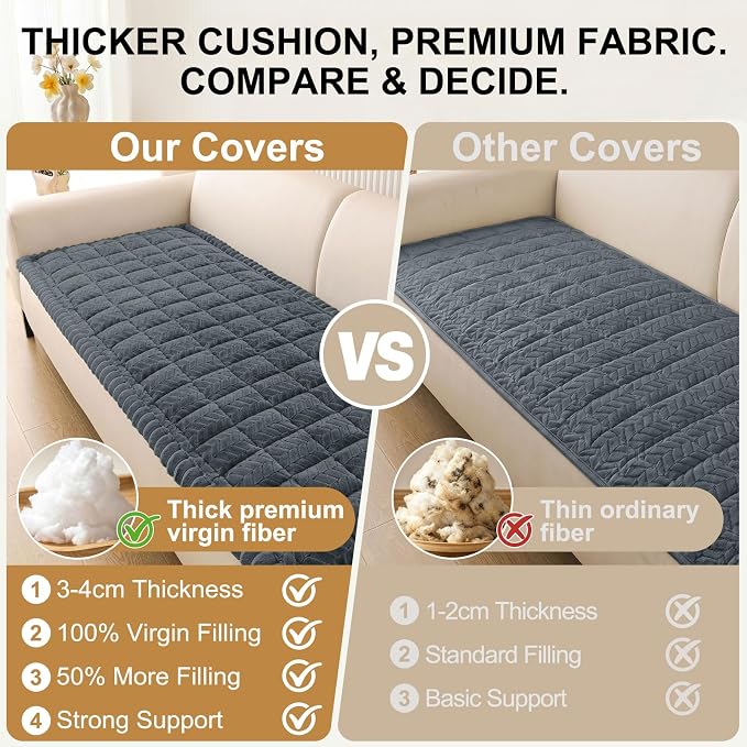 Smiry Couch Cover for Dogs, Non Slip Fuzzy Pet Sofa Covers Washable | Sofa Slipcovers for 3 Cushion Couch, Soft Thick Furniture Protector for Cats Dogs, Against Fur, Dirt, Scratch (43"x82.7") - Image 4