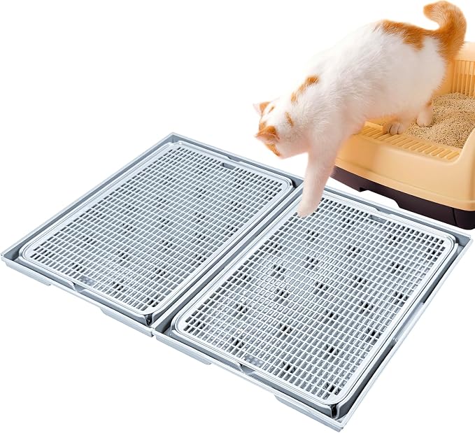 2Pack Cat Litter Box Step, Cat Litter Catcher, Expandable Interlock Litter Mat, Washable Easy Clean, Waterproof & Urine Proof, Grey by Rarenut