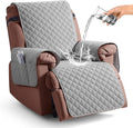 KinCam 100% Waterproof Recliner Chair Covers Washable, 23.6", Light Gray | Anti Slip Reclining Couch Covers for Pets Dog, Recliner Sofa Slipcover Storage Pocket, Furniture Protector with Elastic Strap by KinCam
