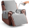 KinCam 100% Waterproof Recliner Chair Covers Washable, 28", Light Gray | Anti Slip Reclining Couch Covers for Pets Dog, Recliner Sofa Slipcover Storage Pocket, Furniture Protector with Elastic Strap by KinCam