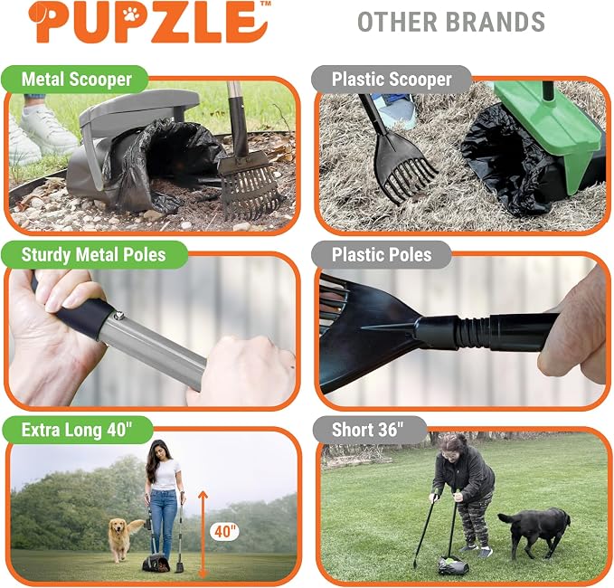 Pupzle Dog Pooper Scooper with Bag Attachment, 40" Long Handle Dog Scooper | Dog Poop Scoop for Yard, Large Capacity Swivel Bin and Rake Pooper Scooper, Lavender Scented Bags for Large Dogs (Grey) - Image 6