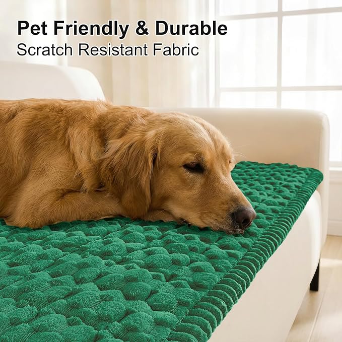 Smiry Non Slip Couch Covers for Dogs, Scratch Resistant Pet Sofa Protector | Machine Washable Soft Fuzzy Thick Furniture Cover for Sofa Loveseat Sectional Large Dogs, Emerald Green, 27.6" x 47" - Image 3