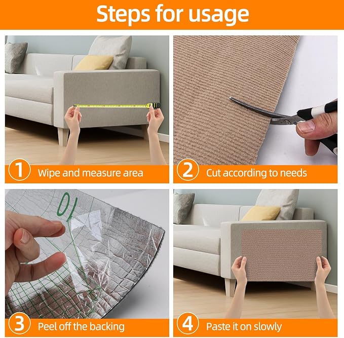 Cat Scratch Mat 120 "x15.8, Cat Scratch Sofa Furniture Protector, Trimmable Self-Adhesive Cat Scratch Pad for Decorating Cat Towers, DIY Cat Tree Shelf, Walls and Climbing Frames (Beige) - Image 6