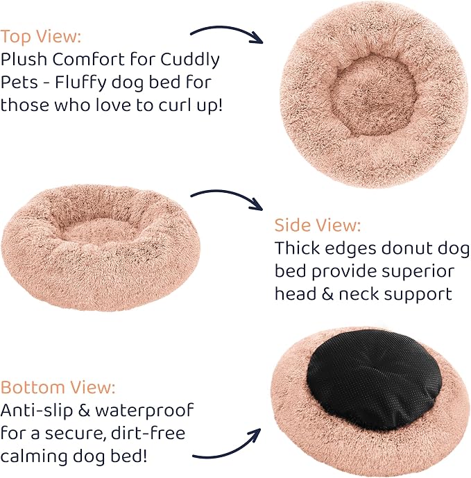 Donut Dog Bed - Premium Comfort for Anxiety Relief - Fluffy & Calming Design with Ultra-Plush Support | Cozy Round Dog Bed with Super Soft Circle Style (Pink, X-Large) - Image 6