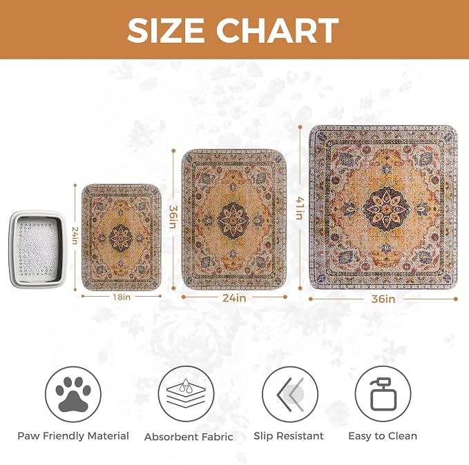 Homimp Cat Litter Mat, Litter Trapping Mat 2 Pack, Contains Mess from Box, Protects Floors,Urine Waterproof,Non-slip,Less Waste Cat Litter Box Mat,Soft on Kitty’s Paws,Washable,Absorbent,Khaki 36"X41" - Image 7
