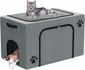 Hidden Cat Litter Box Enclosure with Cat Bed, Foldable Fabric Cat House | Tool-Free Assembly, Front Zipper Access, Spacious Interior, Easy Daily Cleaning, Fits Most Standard Litter Boxes by Catlitterboxenclosure
