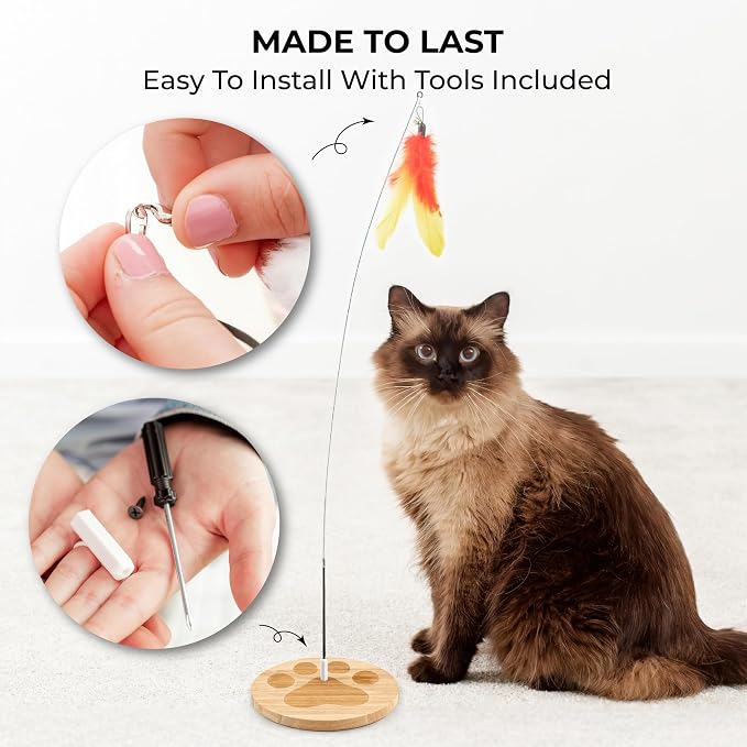 Cat Toys for Indoor Cats, Interactive Cat Toy Wand, Kitten Stuff, 18 Lures | Heavy Stable Base Prevents Toppling, Dual Suction Cup For Extra Play Options, Trigger natural feline hunting instincts today - Image 8
