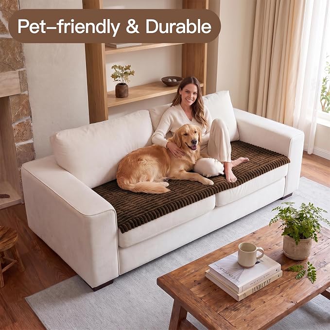 Pet Couch Cover for Sofa Couch Covers for Dogs, Non Slip & Pet Friendly | Non-Slip Backing, Machine Washable, Pet Friendly, Pet Hair & Scratch Protection, Sofa Cushion Protector(Brown, 27.6" x 82.7") - Image 2