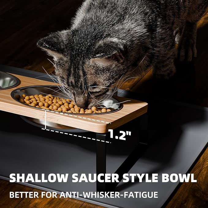 Elevated Whisker Friendly Cat Bowls, 15 Tilted Stand Anti Vomiting Raised Dishes for Food and Water, Stainless Steel Bowls for Cats and Puppy - Image 2