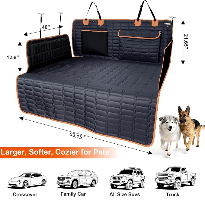 Reliadura SUV Cargo Liner for Dogs, Waterproof Pet Cargo Cover with Bumper Flap Protector, Scrachproof Non-Slip Dog Seat Mat for SUVs, Large Size Cargo Liner Universal Fit (Orange) - Image 3