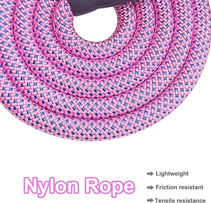 MayPaw Heavy Duty Rope Dog Leash, 6/8/10FT Nylon Pet Leash, Soft Padded Handle Thick Lead Leashes for Large Medium Dogs Walking Training Roaming (Pink-Blue dot, 1/2" * 10') - Image 4