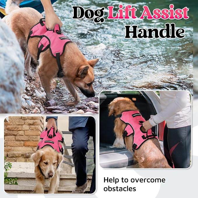 rabbitgoo Escape Proof Dog Harness for X-Large, No Pull with Lift Handle | No Escape, Full Soft Padded, Reflective Adjustable Vest, Leash Clip for Walking Hiking Training, Peach Pink, X-Large - Image 3