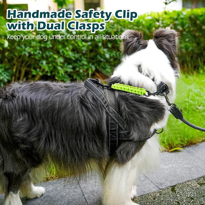 PetBonus Dog Collar Safety Clip, Handmade Prong Collar to Harness Connector | Dog Leash Backup Safety Strap, Escape Proof, Double Ended Clasp, Lead Connector for Pinch Collar, Harness (Neon Green) - Image 4