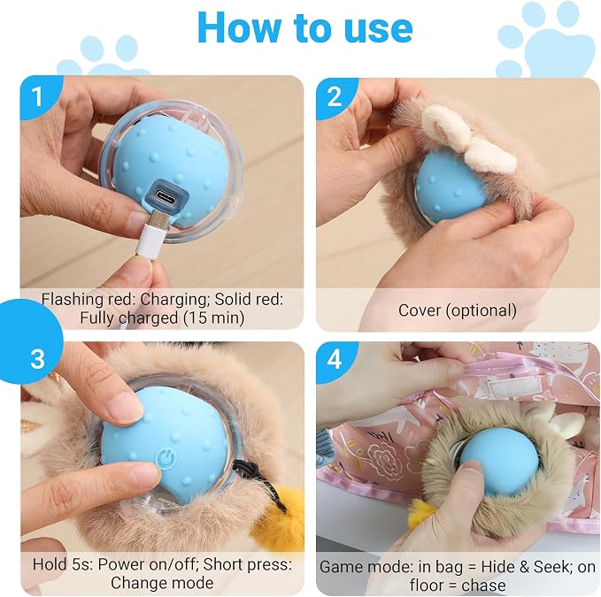 Cat Toys for Indoor Cats, Interactive Cat Toy for Adult Cats | Hide and Seek Play Mat for Bored Kittens, Automatic Rolling Ball with Real Bird Chirping, Motion Activated Rechargeable - Image 7