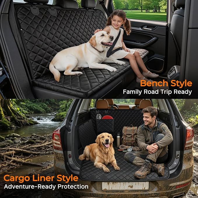 URPOWER Dog Car Seat Cover for Back Seat, Waterproof Hammock for Car & SUV | 600D Oxford, Side Flaps with Zippers, Scratch Resistant, Non-Slip, Easy Install, Machine Washable, Dog Seat Belt Included - Image 5