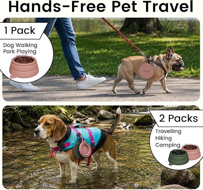 OHMO Spill Proof Collapsible Dog Bowl, 24oz Portable Dog Water Bowl | Low Center Gravity Stability, Tapered Splash Control, Foldable Cat Bowl, Dishwasher Safe, Dog Travel Essential, Coral - Image 8