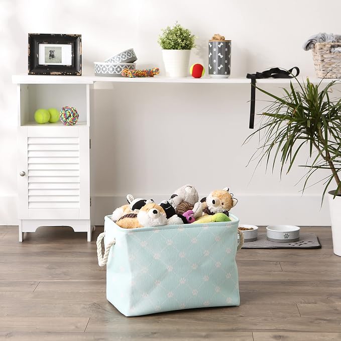 Bone Dry Pet Storage Paw and Bone, Trellis Collection, Medium Rectangle, 16x10x12, Aqua - Image 4