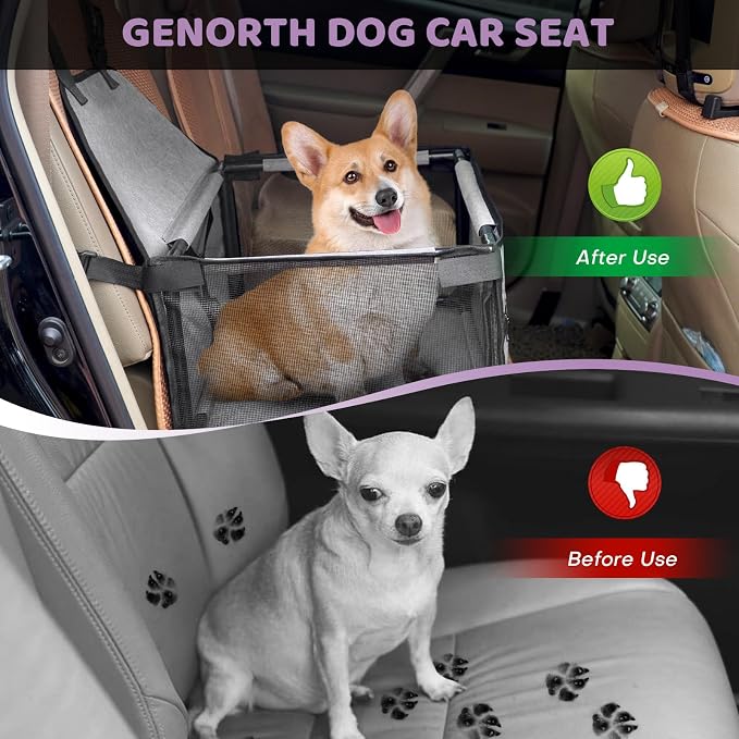 GENORTH Small Dog Car Seat - Portable Puppy/Pet Booster Seat with Clip-On Leash and Mesh Window for Small Pets Up to 11 lbs - Image 4