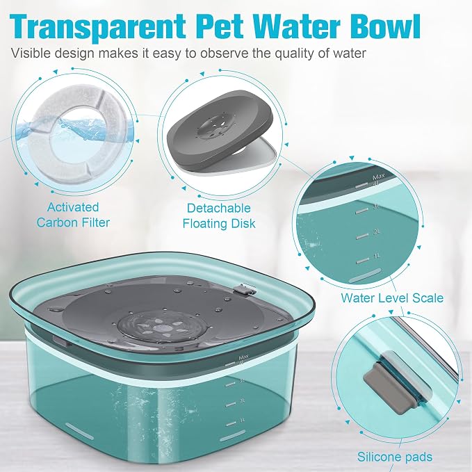 UPSKY 4L Dog Water Bowl No Spill Large Capacity Slow Drinking Water Feeder | Splash Proof, Prevent Pet Prevents Choking, Anti-Slip, Visible Water Level, Suitable for Vehicle Carried Travel and Car Trips - Image 5