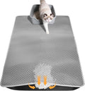 Cat Litter Mat 46"x26", Double Layer Waterproof Litterbox Mat, Gray | Non-slip backing, washable for easy cleanup, traps stray litter with waterproof honeycomb large grid that is urine-proof. by Unknown