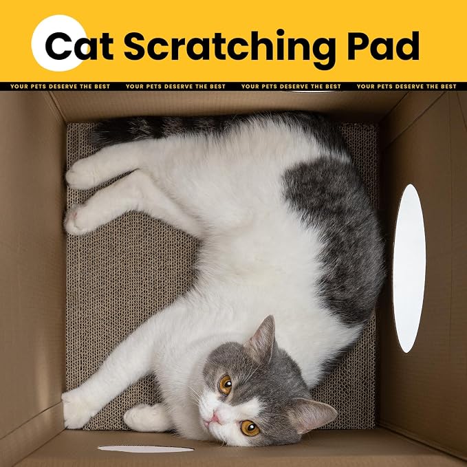 Conlun 2-in-1 Cat House Cardboard Scratching Pad Indoor Cave <13 lbs | 2-in-1 cozy cave, heavy-duty recycled cardboard | traps messy crumbs | quick setup | ideal for small cats - Image 8