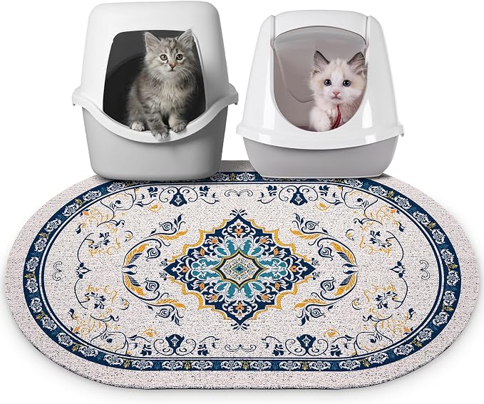 Bienbee Cat Litter Mat, 33" x 22" Dense Trapping Mesh for Litter Boxes | Litter Box Mat with PVC Mesh, Waterproof &Urineproof, Non-Slip Grip, Soft On Kitty Paws and Easy to Clean to Protect Floor by Bienbee