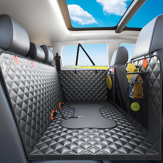 Dog Car Seat Cover Back Seats Protector, Backseat Extender Hard Bottom Rear Seat Pet Cover for Dogs, Waterproof Carseat Covers Dog Hammock Travel Accessories for Car,SUV,Truck by Unknown