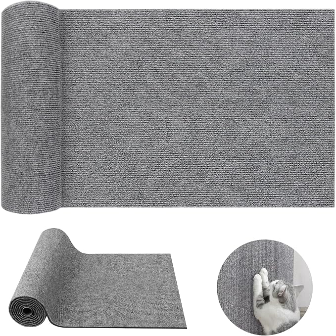 Cat Scratch Furniture Protector, Trimmable Self-Adhesive Cat Scratch Pad, 78.7"x11.8" Carpet Cover for Couch, Sofa, Walls, Furniture Cat Scratcher Board, Anti Scratch Pad for Cat Claws (Gray) by AOEEKI