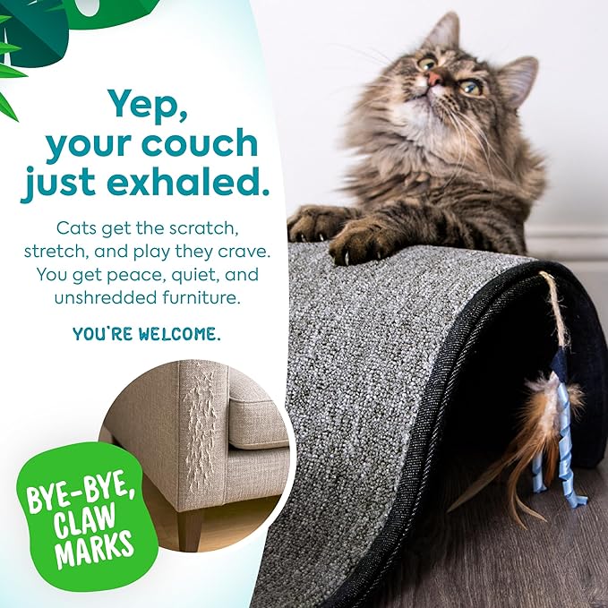 Petlinks Dream Curl Carpet Cat Scratcher, Dual-Surface Cat Scratching Post, Lounge & Hide Scratchers for Cats & Kittens, Gray, Furniture Protector, One Size Fits All Cats - Image 4