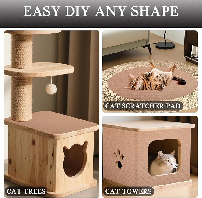 15.7'' x 78.7'' Cat Scratch Furniture Protector Cat Wall Scratcher Mat AdhesiveTrimmable Cloth Couch Anti-Scratch Cover DIY Climb Couch Protector from Claws, Replacement Pads，Beige - Image 6