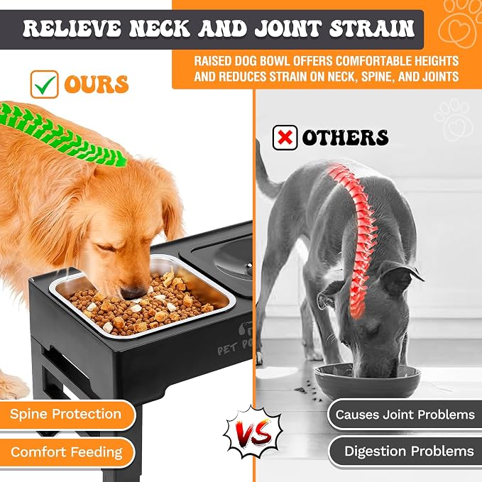 Elevated Dog Bowls, Raised Dog Bowl Stand with 4 Adjustable Heights, Stainless Steel Food Bowl & No-Spill Water Bowl – Dog Bowls Elevated for Small, Medium & Large Dogs - Image 4