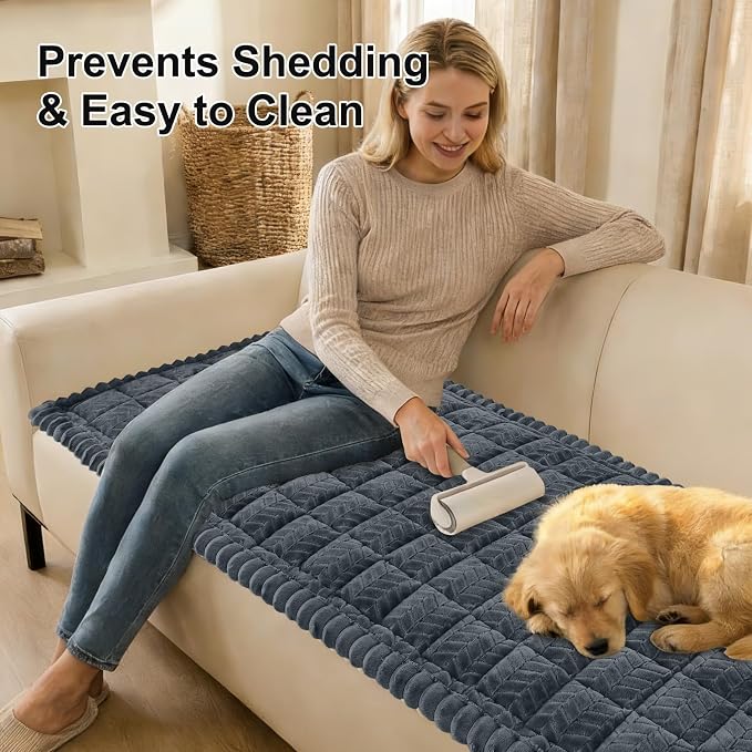 Smiry Couch Cover for Dogs, Non Slip Fuzzy Pet Sofa Covers Washable | Sofa Slipcovers for 3 Cushion Couch, Soft Thick Furniture Protector for Cats Dogs, Against Fur, Dirt, Scratch (35.4"x88") - Image 3