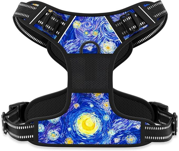 Rnivvi No Pull Dog Harness, Cute Reflective Extra Small Sized Puppy Harness, Adjustable Soft Padded Vest for Small Dogs, Cats, Heavy Duty Pet Vest with Easy Control Handle for Walking, Starry Night by Rnivvi