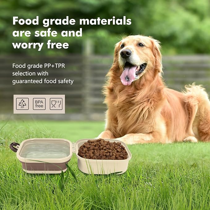 Collapsible Dog Bowls, Travel Food and Water Double Bowl for Cats & Dogs, 2-in-1 Portable BPA-Free Feeding Solution, Perfect for Traveling, Camping & Walking (L/ 100oz) - Image 7