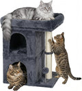 Aechonow Cat Tree for Large Cat,2 Cozy Cat Condo House for Large & Fat Cats | 19x16.5" Large Cat Perch, Cat Tower for Indoor Cats with 24" Long Scratching Post, Dark Gray by Aechonow