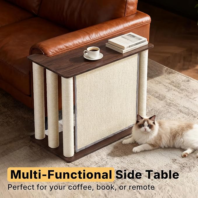 Veehoo Cat Scratcher Side Table for Couch, Sofa Protector End Table | Couch corner protector, sisal scratching posts, sisal scratch pad, heavy-duty base, easy to assemble - Image 5