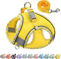 Teacup Puppy Harness with Leash, Escape-Proof Design, Yellow S | No Pull Step-in Dog Vest Harness, Breathable Mesh, Reflective Design with Magic Tape, Outdoor Use for Poodles, Pomeranians by AIITLE-FORPETSBETTERLIFE
