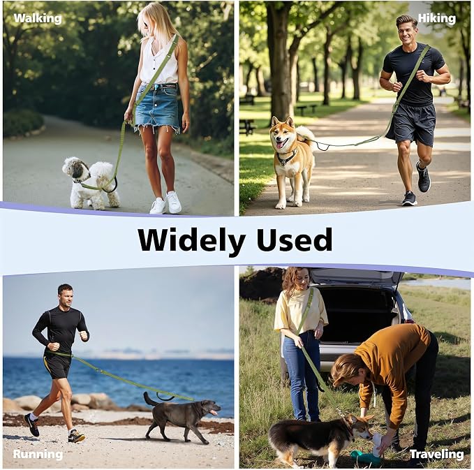 8.5ft Hands Free Dog Leash Adjustable for Medium Dogs, Army Green | Versatile Handheld Crossbody Waist Lead with 3 Rings, Easy Adjust for Running Jogging Walking, Sponge Handle - Image 7