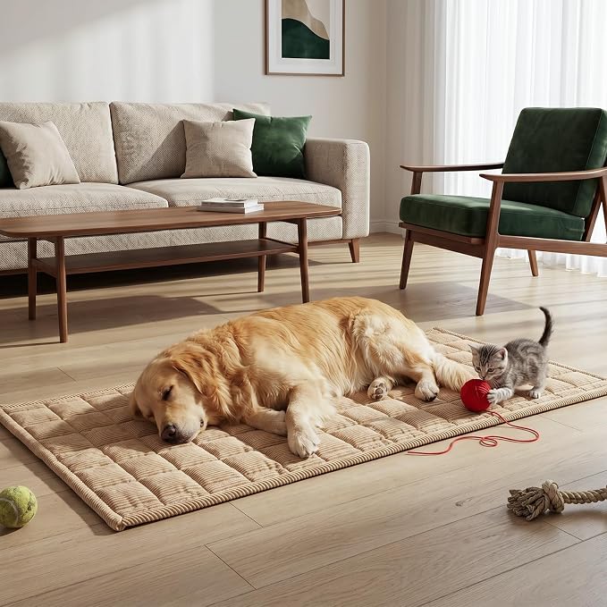 Fixwal Waterproof Corduroy Dog Couch Cover, 27.6" x 59", Coffee | Integrated TPU Barrier, Non-Slip Backing, Machine Washable, Pet Friendly, Easy Clean Pet Hair, Soft Sofa Cushion Protector - Image 9
