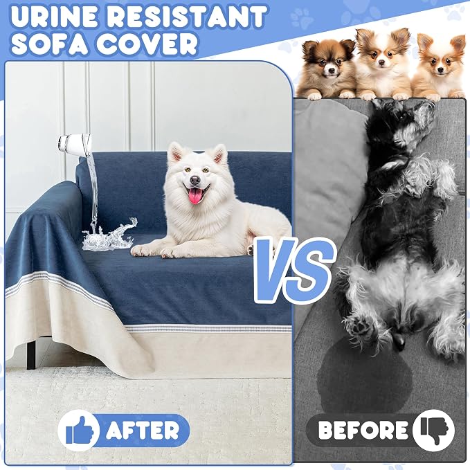 Loiion Cat Scratch Proof Furniture Protector Waterproof Sofa Cover 150"x91" | Pet-Friendly Couch Protector, Anti-Scratch & Anti-Slip Sofa Cover For Cats Dogs Kids, Machine Washable - Image 3
