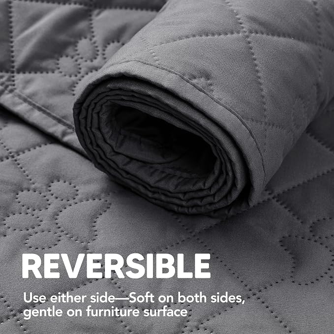 PAWFINITY Waterproof Loveseat Covers for Dogs, Pet Blanket for Couch | Paw Print Quilted, Hair Resistant, Anti Cat Scratch, Washable Protector for 2 Seat Sofa & Chair Cushion, 30x53 Inch, Grey - Image 10