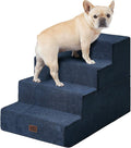 EHEYCIGA Dog Stairs for Bed 20" H, 4-Step Extra Wide Dog Steps, Navy | Pet Steps for Small Dogs and Cats for High Bed, Non-Slip Balanced Pet Ramp Indoor by EHEYCIGA