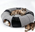 Ownpets Collapsible Cat Tunnel Toy - 2-in-1 Interactive Play Tunnel for Cat up to 18 lbs, Tear-Resistant Mesh, Fold to 2 Inches Thick, Portable Cat Exercise & Entertainment Tunnel, 12" Diameter, Grey by Ownpets