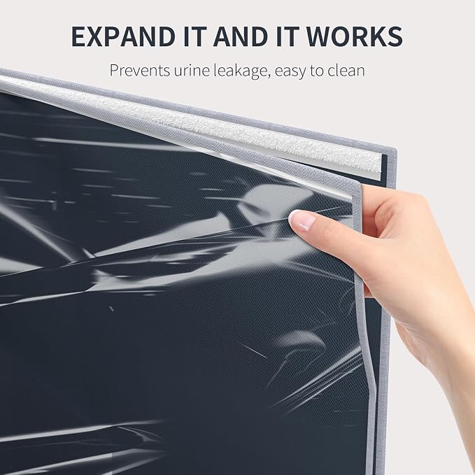 Aokeyee Gray High Side Cat Litter Box Enclosure Splash Guard | All-Inclusive Waterproof, 27.16x21.65x16.53, Foldable Anti-Leakage Dust Control Easy to Clean - Image 5