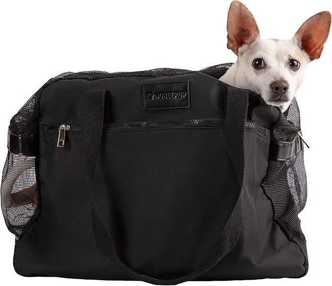 Soft-Sided Dog Carrier Bag, Airline Approved Pet Tote for Small Dogs & Cats, Breathable Mesh, Machine-Washable Cushion, TSA Friendly, Black by NOBLEPUP