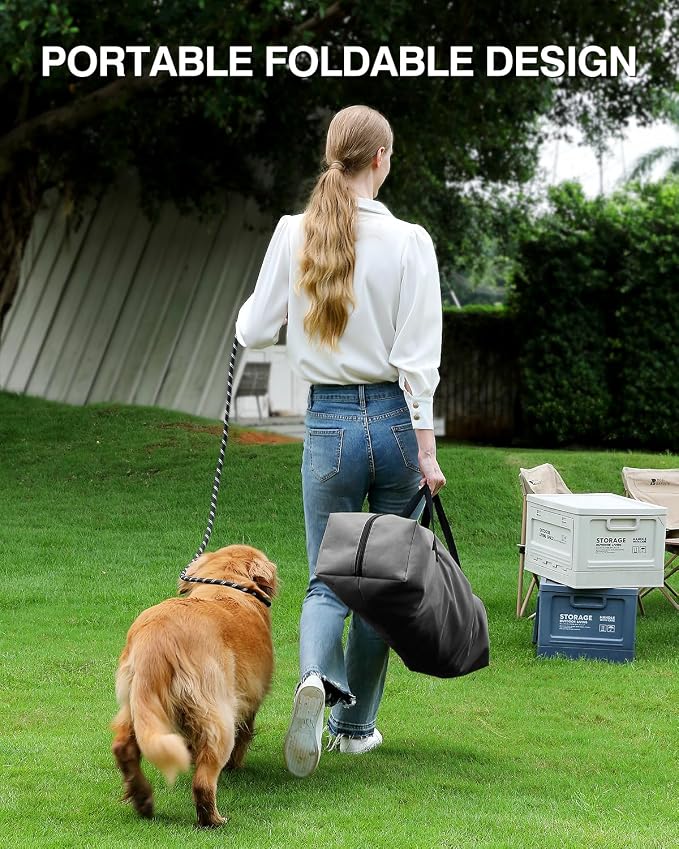 Veraste 42" Soft Collapsible Travel Dog Crate for Large Dogs,Grey | 4-Door Foldable Travel Crate,breathable mesh, foldable with storage bag - Image 8